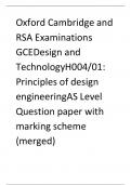 Oxford Cambridge and RSA Examinations  GCEDesign and TechnologyH004/01:  Principles of design engineeringAS Level Question paper with marking scheme (merged)