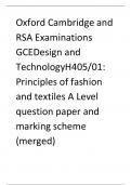 Oxford Cambridge and RSA Examinations  GCEDesign and TechnologyH405/01:  Principles of fashion and textiles A Level question paper and marking scheme (merged)