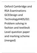 Oxford Cambridge and RSA Examinations  GCEDesign and TechnologyH405/02:  Problem solving in fashion and textilesA Level question paper and marking scheme (merged)