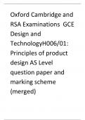 Oxford Cambridge and RSA Examinations  GCE Design and TechnologyH006/01:  Principles of product design AS Level question paper and marking scheme (merged)