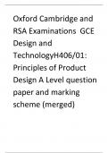 Oxford Cambridge and RSA Examinations  GCE Design and TechnologyH406/01:  Principles of Product Design A Level question paper and marking scheme (merged)