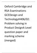 Oxford Cambridge and RSA Examinations  GCEDesign and TechnologyH406/02:  Problem solving in Product Design A Level question paper and marking scheme (merged)