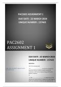 PAC2602 Compulsory Assignment 01 due 22 March 2024. Trustworthy and reliable answers. 100% pass guaranteed.