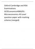 Oxford Cambridge and RSA Examinations  GCEEconomicsH060/01:  Microeconomics AS Level question paper with marking scheme (merged)