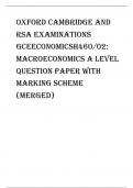Oxford Cambridge and RSA Examinations  GCEEconomicsH460/02:  Macroeconomics A Level question paper with marking scheme 