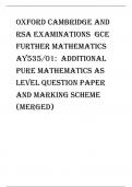 Oxford Cambridge and RSA Examinations  GCE Further Mathematics AY535/01:  Additional pure mathematics AS Level question paper and marking scheme (merged)