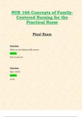 NUR166 / NUR 166 Final Exam (Latest 2024 / 2025): Concepts of Family-Centered Nursing for the Practical Nurse | Complete Review with Questions and Verified Answers | 100% Correct - Hondros