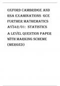 Oxford Cambridge and RSA Examinations  GCE Further Mathematics AY542/01:  Statistics A Level question paper with marking scheme (merged)
