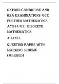 Oxford Cambridge and RSA Examinations  GCE Further Mathematics AY544/01:  Discrete Mathematics A Level Question paper with marking scheme (merged)