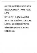 Oxford Cambridge and RSA Examinations  GCE Law  H018/02:  Law making and the law of tort AS Level question paper with marking scheme (merged)