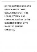 Oxford Cambridge and RSA Examinations  GCELawH018/01:  The legal system and criminal law AS Level question paper with marking scheme (merged)