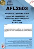 AFL2603 Assignment 25 (SESOTHO COMPLETE ANSWERS) Semester 1 2024