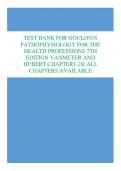 TEST BANK FOR GOULD'S  PATHOPHYSIOLOGY FOR THE  HEALTH PROFESSIONS 7TH  EDITION VANMETER AND HUBERT CHAPTER1-28/ ALL  CHAPTERS AVAILABLE
