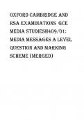 Oxford Cambridge and RSA Examinations  GCE Media StudiesH409/01:  Media messages A Level question and marking scheme (merged)