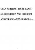 UCLA ANTHRO 1 FINAL EXAM / 60+ QUESTIONS AND CORRECT ANSWERS 2024/2025 GRADED A+.