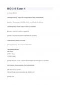 BIO 315 Exam 4 Questions and Answers