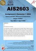 AIS2603 Assignment 2 (COMPLETE ANSWERS) Semester 1 2024 - DUE 2 April 2024 ;