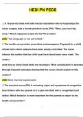 HESI PN PEDIATRICS EXAM Questions and Answers (2024 / 2025) (Verified Answers)