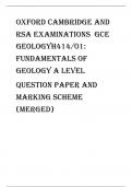 Oxford Cambridge and RSA Examinations  GCE GeologyH414/01:  Fundamentals of geology A Level question paper and marking scheme (merged)