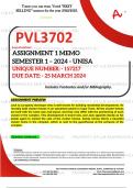 PVL3702 ASSIGNMENT 1 MEMO - SEMESTER 1 - 2024 - UNISA - DUE : 25 MARCH 2024 (DETAILED ANSWERS WITH FOOTNOTES - DISTINCTION GUARANTEED) 