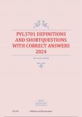PVL3701 Definitions and  Short Questions with  correct answers 2024