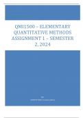 QMI1500 – ELEMENTARY  QUANTITATIVE METHODS  ASSIGNMENT 1 – SEMESTER  2, 2024