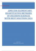  QMI1500 ELEMENTARY QUANTITATIVE METHODS OF DECISION SCIENCES WITH BEST SOLUTION 2024