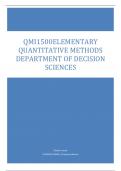 QMI1500ELEMENTARY  QUANTITATIVE METHODS  DEPARTMENT OF DECISION  SCIENCES