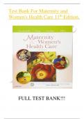 Test Bank For Maternity and Women's Health Care  11th Edition by Deitra Leonard Lowdermilk||ISBN NO:10,032316918X||ISBN NO:13,978-0323169189||All Chapters||Complete Guide A+.