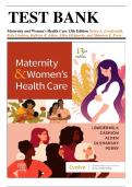 Test bank - Maternity and Women's Health Care, 13th Edition