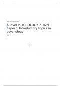 AQA A-level PSYCHOLOGY Paper 1 Introductory topics in psychology QUESTION PAPER AND  MARK SCHEME FOR JUNE 2023 7182/1
