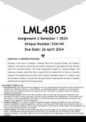 LML4805 Assignment 2 (100% ANSWERS) Semester 1 2024 - DISTINCTION GUARANTEED