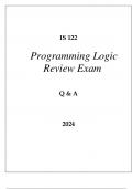 IS 122 PROGRAMMING LOGIC REVIEW EXAM Q & A 2024