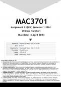 MAC3701 Assignment 1 (ANSWERS) 2023 - DISTINCTION GUARANTEED
