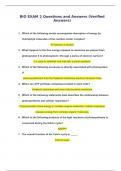 BIO EXAM 2 Questions and Answers (Verified Answers)