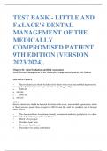 TEST BANK FOR LITTLE AND FALACE'S DENTAL MANAGEMENT OF THE MEDICALLY COMPROMISED PATIENT 9TH EDITION (VERSION 2023-2024).