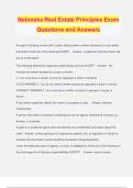 Nebraska Real Estate Principles Exam Questions and Answers