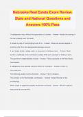 Nebraska Real Estate Exam Review. State and National Questions and Answers 100% Pass