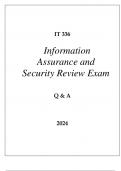 IT 336 INFORMATION ASSURANCE AND SECURITY REVIEW EXAM Q & A