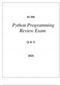 IS 296 PYTHON PROGRAMMING REVIEW EXAM Q & A 2024