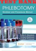 TEST BANK for Phlebotomy: Worktext and Procedures Manual 5th Edition Robin S. Warekois; Richard Robinson; Pamela Primrose (Complete  `19 Chapter Q&A)