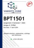 BPT1501 Assignment 4 (ANSWERS) Semester 1 2024 - DISTINCTION GUARANTEED