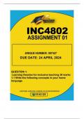 INC4802 ASSIGNMENT 01 DUE 24 APRIL 2024 QUESTIONS AND ANSWERS