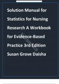 Solution Manual for Statistics for Nursing Research A Workbook for Evidence-Based Practice, 3rd Edition, Susan Grove, Daisha Cipher, All Chapters.