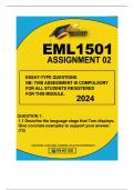 EML1501 ASSIGNMENT 2 DUE 2024 ALL QUESTIONS WELL ANSWERED AND REFERENCED