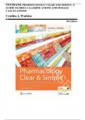 Test bank for Pharmacology Clear and Simple A Guide to Drug Classifications and Dosage Calculations 4th Edition by Cynthia Watkins 9781719644747 Chapter 1-21 Complete Guide.