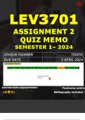LEV3701 ASSIGNMENT 2 QUIZ MEMO - SEMESTER 1 - 2024 - UNISA - DUE : 3 APRIL 2024 (INCLUDES EXTRA MCQ BOOKLET WITH ANSWERS - DISTINCTION GUARANTEED)
