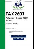 TAX2601 Assignment 3 (QUALITY ANSWERS) Semester 1 2024