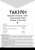 TAX3701 Assignment 2 (ANSWERS) Semester 1 2024 - DISTINCTION GUARANTEED