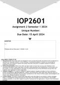  IOP2601 Assignment 2 (ANSWERS) Semester 1 2024 - DISTINCTION GUARANTEED.